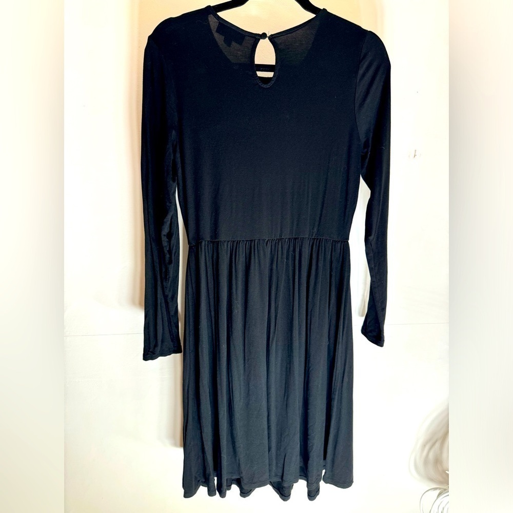 Modcloth Little Black Dress Large Goth Fairy Long Sleeve Flowy Dress sz 8 10 12
